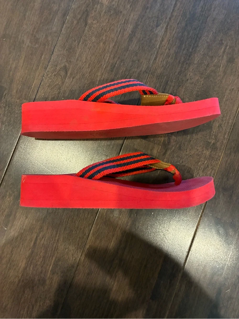 J Crew red flip flops, size 8